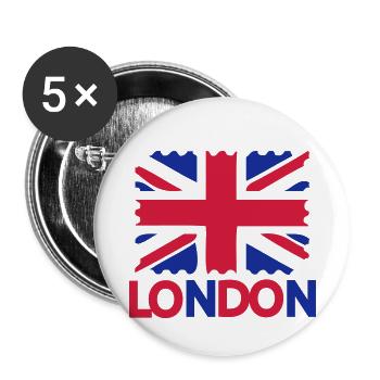 LONDON text UK Flag - Buttons small 1''/25 mm (5-pack) - white - Front