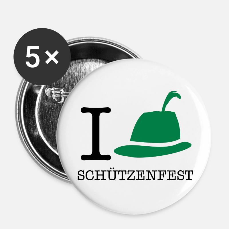 I love Schützenfest - Buttons klein 25 mm (5er Pack) - Weiß