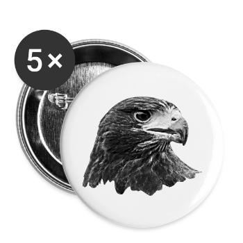 Eagle, hawk, buzzard, gray - Buttons small 1''/25 mm (5-pack) - white - Front