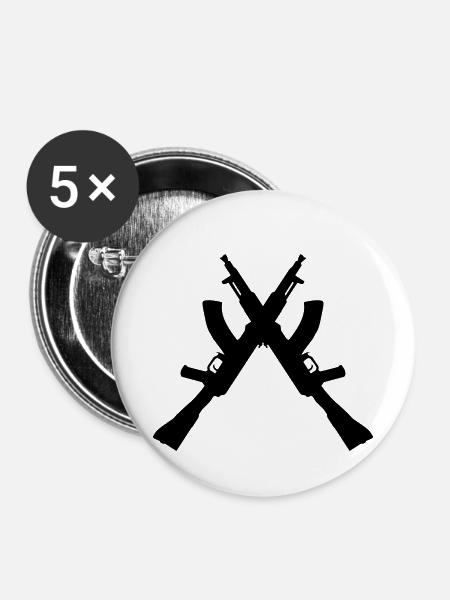 Crossed AK47 - Buttons klein 25 mm (5er Pack) - Weiß