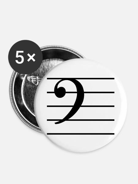 Bass clef bass bass player bass player - Buttons small 1''/25 mm (5-pack) - white