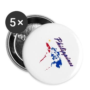 Philippines Flag Map Script - Buttons small 1''/25 mm (5-pack) - white - Front