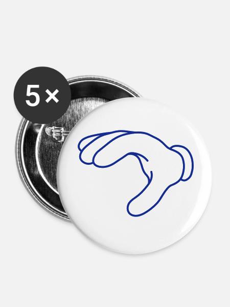 Hand - Buttons klein 25 mm (5er Pack) - Weiß