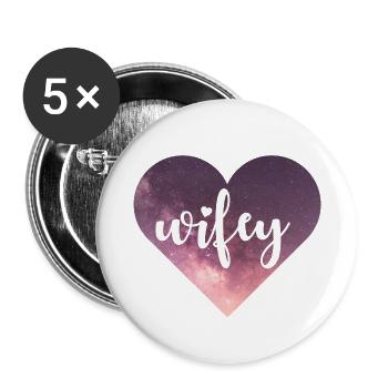 Wifey Galaxy Herz - Buttons klein 25 mm (5er Pack) - Weiß - Vorne