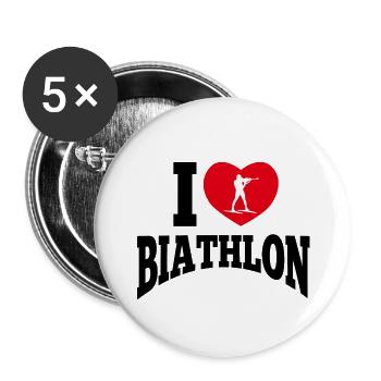 Biathlon love | I love biathlon gift - Buttons small 1''/25 mm (5-pack) - white - Front