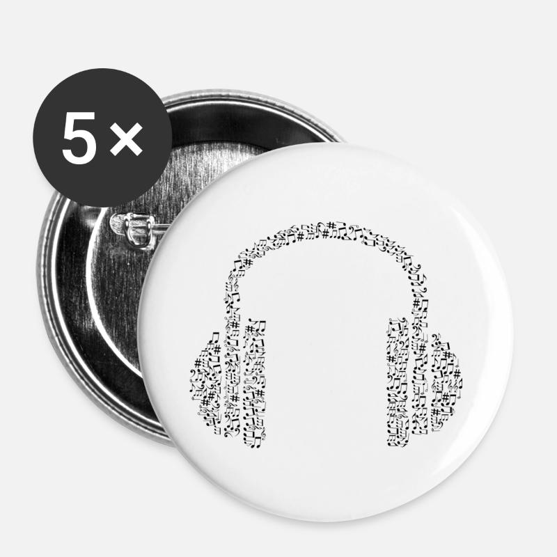 headphone - Buttons small 1''/25 mm (5-pack) - white