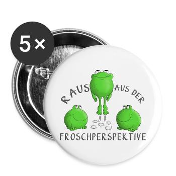 Grenouille de motivation - Lot de 5 petits badges (25 mm) - blanc - Devant