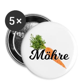 Carrot / black font - Buttons small 1''/25 mm (5-pack) - white - Front