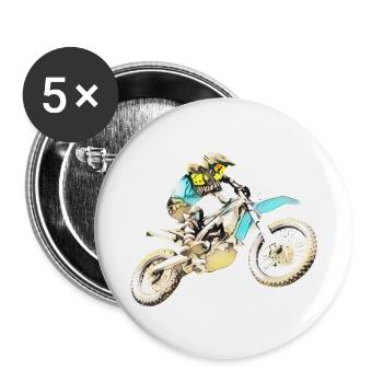 Motocross - Buttons klein 25 mm (5er Pack) - Weiß - Vorne