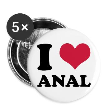I love anal - Buttons small 1''/25 mm (5-pack) - white - Front