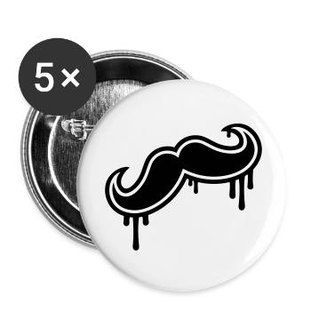 Moustache - Lot de 5 petits badges (25 mm) - blanc - Devant