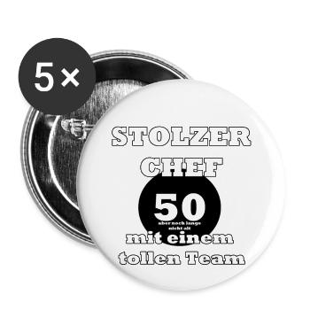 Boss 50th birthday - Buttons small 1''/25 mm (5-pack) - white - Front