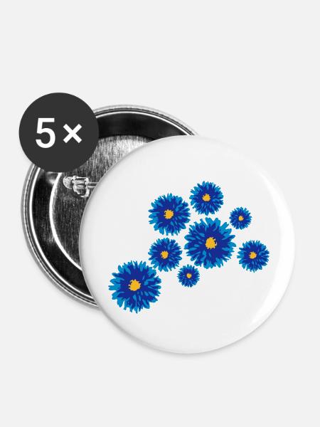 Flowers - Buttons klein 25 mm (5er Pack) - Weiß