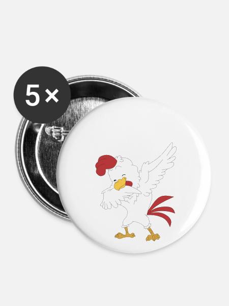 Dabbing Huhn Farmer Bauer - Buttons klein 25 mm (5er Pack) - Weiß
