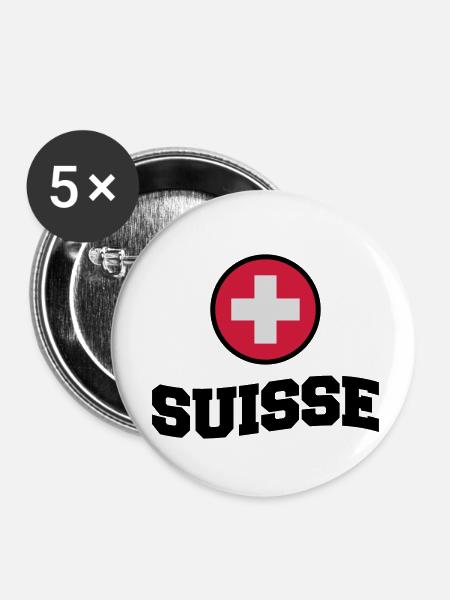 Suisse - Buttons klein 25 mm (5er Pack) - Weiß