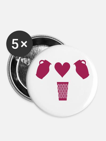 Bembel Love - Apfelwein und Geripptes - Buttons klein 25 mm (5er Pack) - Weiß