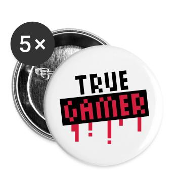 True Gamer Stamp - Lot de 5 petits badges (25 mm) - blanc - Devant