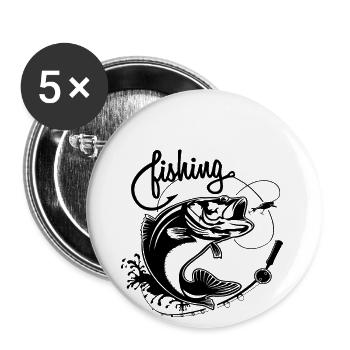 Angler fishing fish - Buttons small 1''/25 mm (5-pack) - white - Front