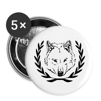 Wolfskopf - Buttons klein 25 mm (5er Pack) - Weiß - Vorne