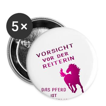 Les chevaux montent une phrase amusante - Lot de 5 petits badges (25 mm) - blanc - Devant