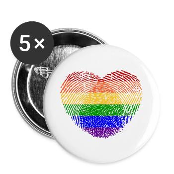 Fingerprint Heart - Buttons small 1''/25 mm (5-pack) - white - Front