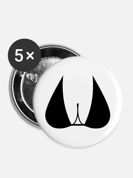 Bikini Brüste Oberweite Geschenkidee - Buttons klein 25 mm (5er Pack) - Weiß