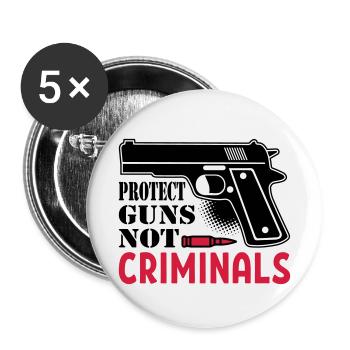 Protect Guns Not Criminal - Buttons small 1''/25 mm (5-pack) - white - Front