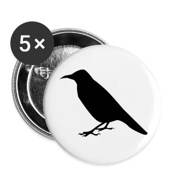 Rabe Krähe - Buttons klein 25 mm (5er Pack) - Weiß - Vorne