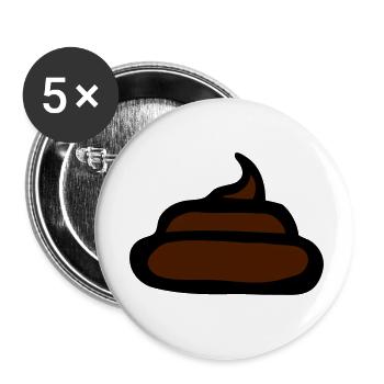 merde poo poop shit crap fun design - Lot de 5 petits badges (25 mm) - blanc - Devant