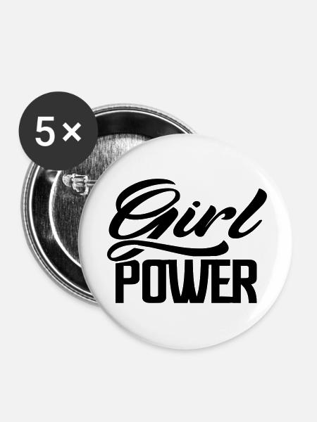 girlpower - Buttons klein 25 mm (5er Pack) - Weiß