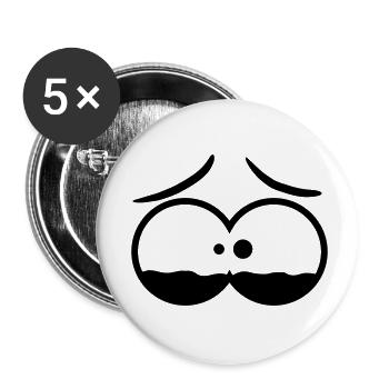 Sad Comic Face - Buttons small 1''/25 mm (5-pack) - white - Front