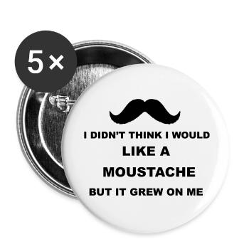 Moustache - Buttons klein 25 mm (5er Pack) - Weiß - Vorne