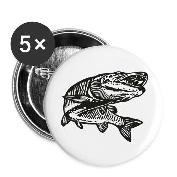 Hecht mit kontur - Buttons klein 25 mm (5er Pack) - Weiß - Vorne