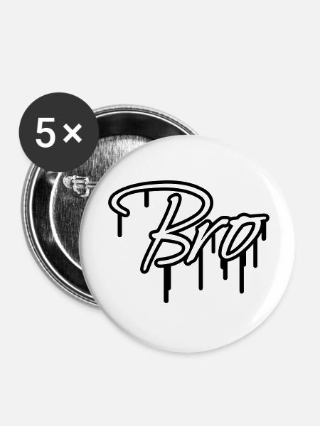 Bro Graffiti Design - Buttons klein 25 mm (5er Pack) - Weiß