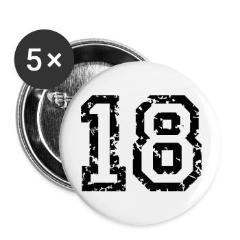 The Number Eighteen - No. 18 (two-color) white - Buttons small 1''/25 mm (5-pack) - white - Front