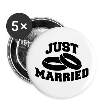 Just Married Rings Logo Design - Lot de 5 petits badges (25 mm) - blanc - Devant