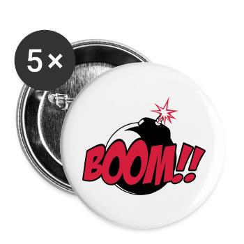 boom - comic sound - Lot de 5 petits badges (25 mm) - blanc - Devant