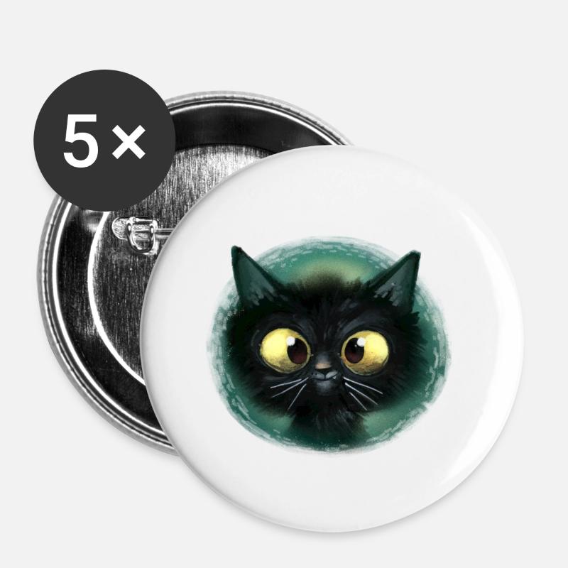 Entzückendes schwarzes Kätzchen - Buttons klein 25 mm (5er Pack) - Weiß