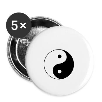 yin yang - Buttons klein 25 mm (5er Pack) - Weiß - Vorne