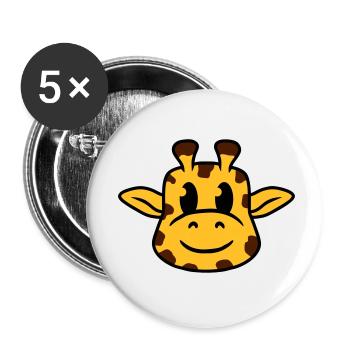 Lustige coole glückliche Giraffe Kopf Gesicht Tier - Buttons klein 25 mm (5er Pack) - Weiß - Vorne