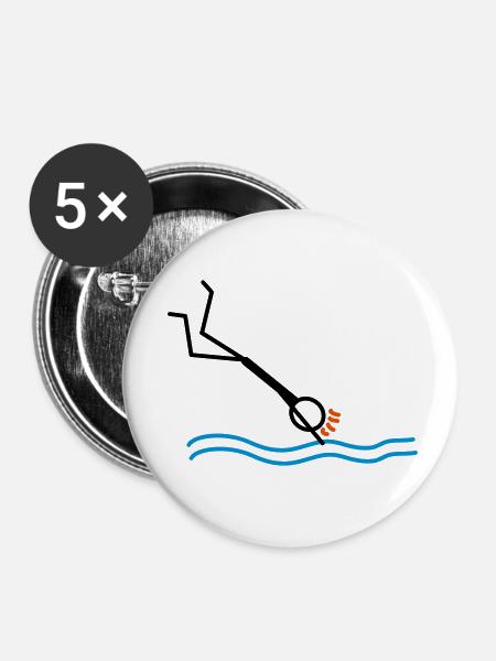 springen / schwimmen - Buttons klein 25 mm (5er Pack) - Weiß