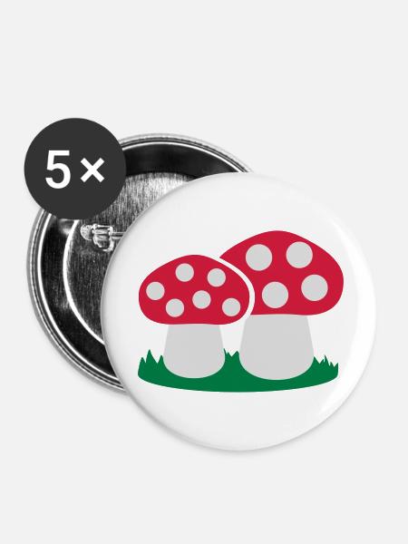 Pilz - Buttons klein 25 mm (5er Pack) - Weiß