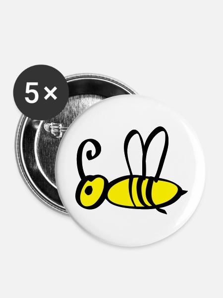bee / honeybee 2c - Buttons klein 25 mm (5er Pack) - Weiß