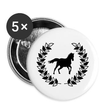 cheval de la couronne - Lot de 5 petits badges (25 mm) - blanc - Devant
