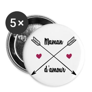Maman d'amour - Lot de 5 petits badges (25 mm) - blanc - Devant