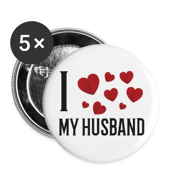 J'aime mon mari - Lot de 5 petits badges (25 mm) - blanc - Devant