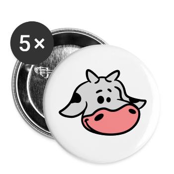 Süßes Kalb Kuh Gesicht - Buttons klein 25 mm (5er Pack) - Weiß - Vorne