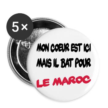 Mon coeur bat pour le Maroc - Lot de 5 petits badges (25 mm) - blanc - Devant
