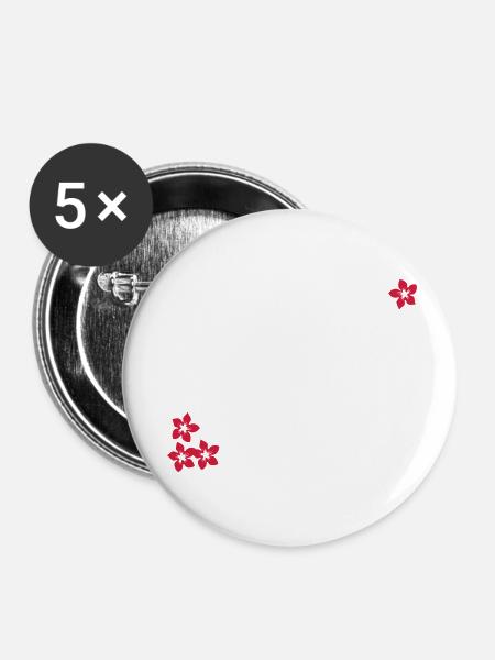 Blüten / blossoms (1c) - Buttons klein 25 mm (5er Pack) - Weiß