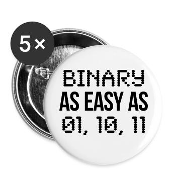 code binaire - Lot de 5 petits badges (25 mm) - blanc - Devant